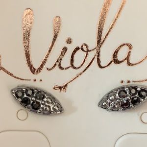 Viola lead & nickel compliant earrings & long necklace set. See photos